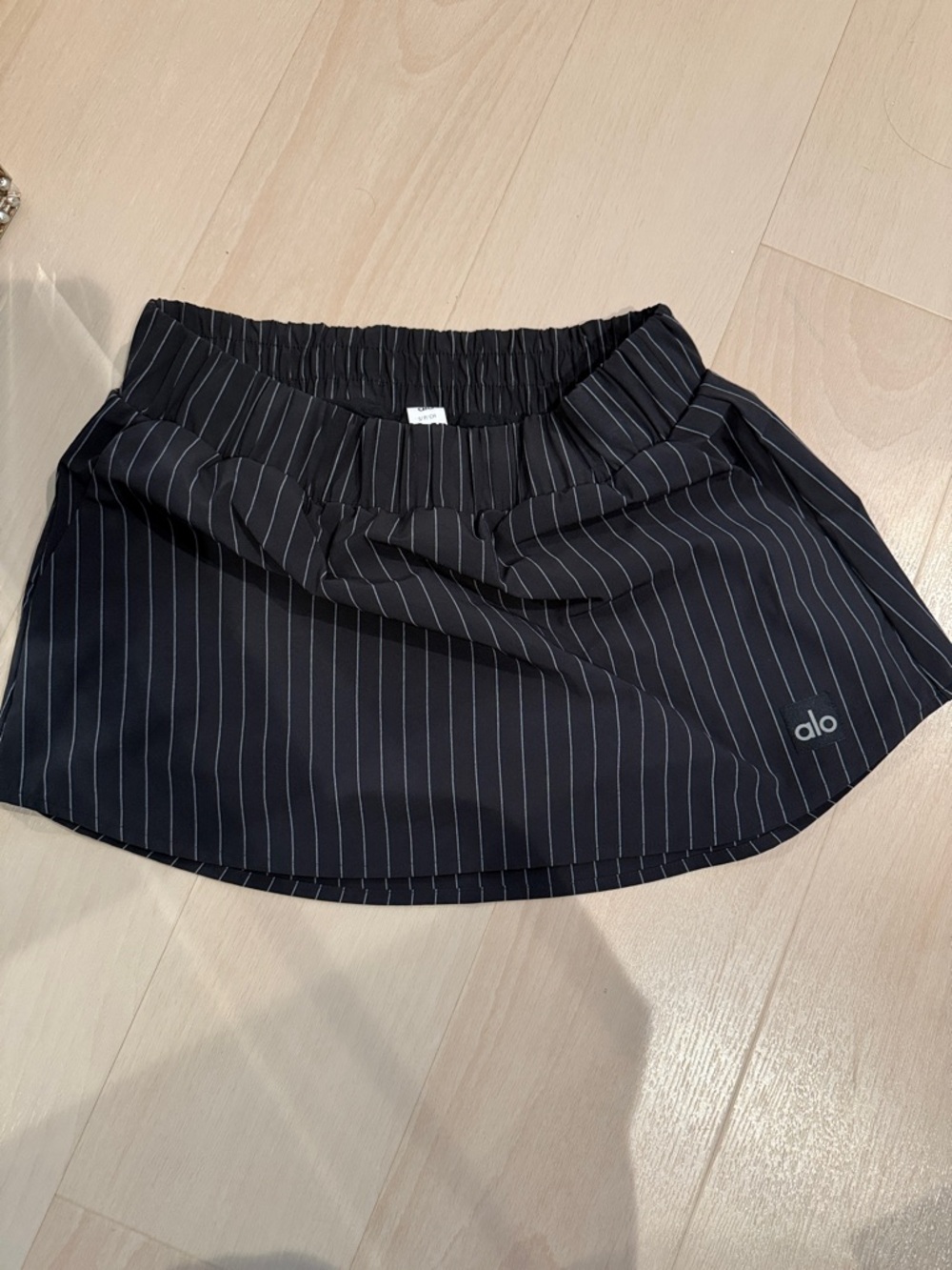 ALO Yoga Black Pinstripe Mini Skirt
